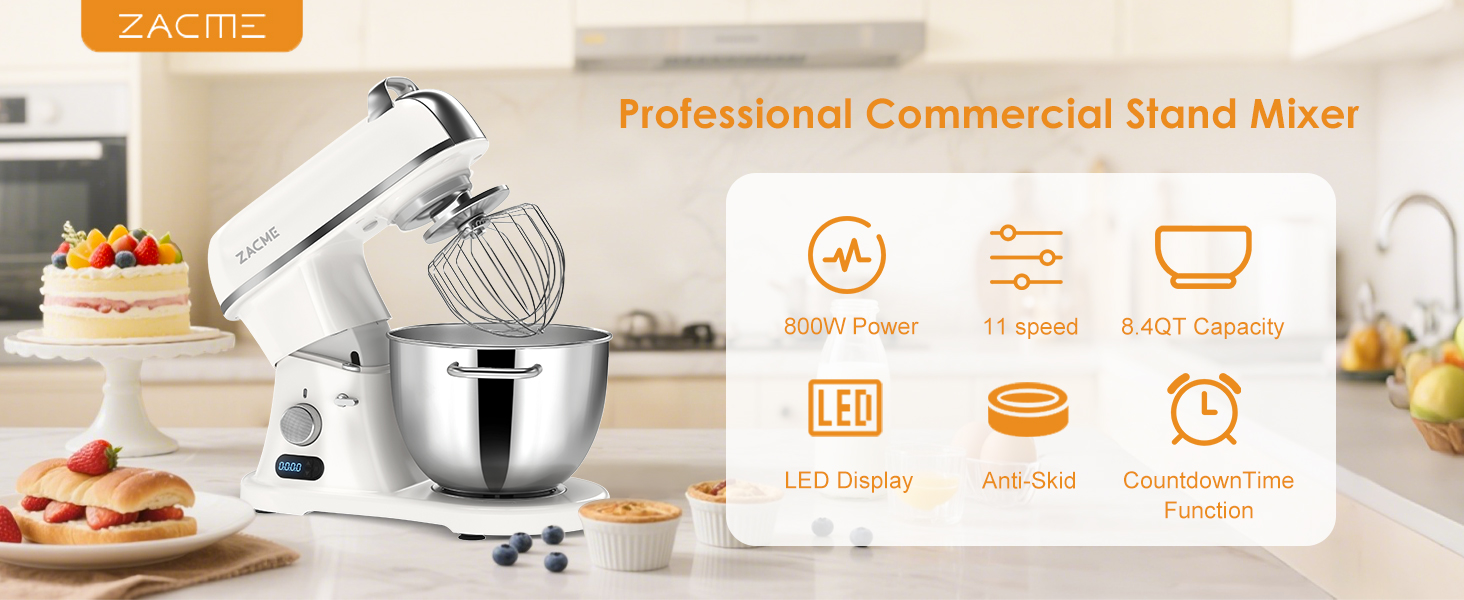 Amazon.com: ZACME 8.4QT Commercial Stand Mixer 800W with Aluminum